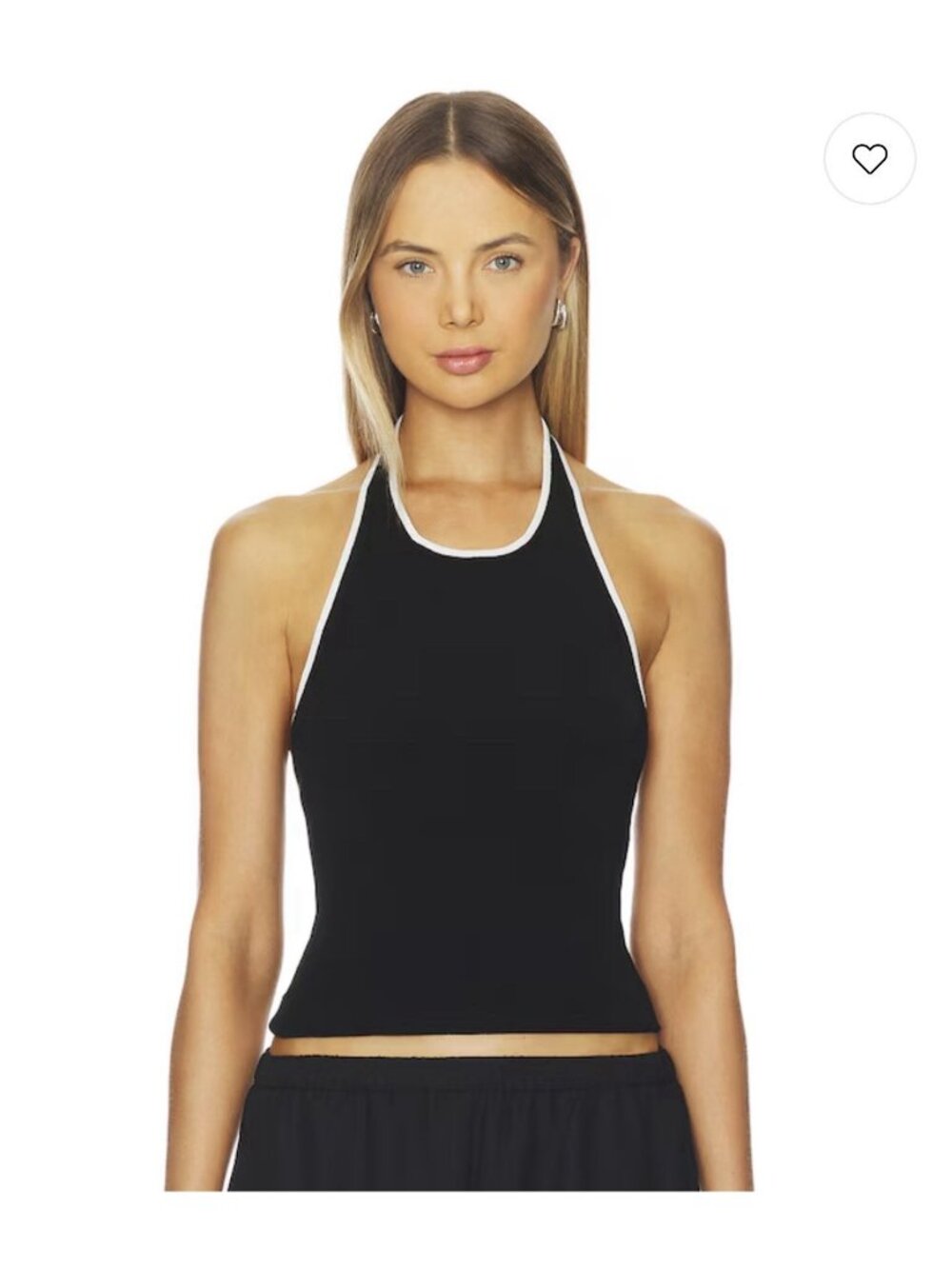 Free People Intimately Black Ribbed Halter Tank Top Fitted Stretch SP Minimalist - Picture 1 of 13